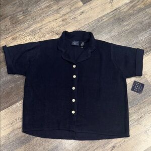 Women's Navy Short-Sleeve Cardigan